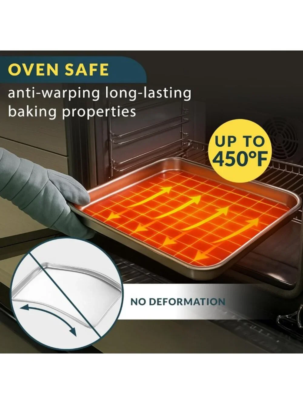 Stainless Steel Cookie Sheet Set of 3 - Non-Stick, Rust Resistant, Dishwasher